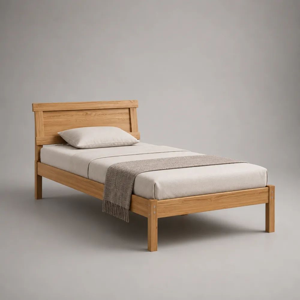 Letto singolo in legno massello naturale per materasso 90 x 200 cm, dimensioni 98 x 208 x 100 cm