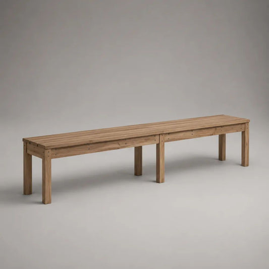 Set di 2 panche rettangolari da esterno senza schienale in legno massello di acacia marrone naturale, 120 x 35 x 45 cm ciascuna